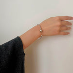 Brushed Silver Sphere Open Bangle - floysun