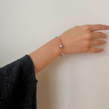 Brushed Silver Sphere Open Bangle - floysun