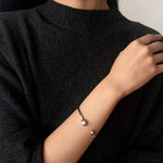 Brushed Silver Sphere Open Bangle - floysun