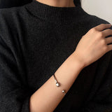 Brushed Silver Sphere Open Bangle - floysun