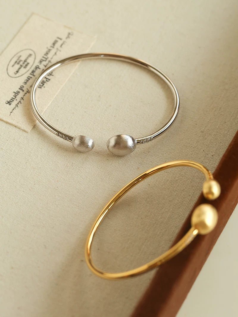 Brushed Silver Sphere Open Bangle - floysun