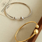 Brushed Silver Sphere Open Bangle - floysun