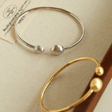 Brushed Silver Sphere Open Bangle - floysun