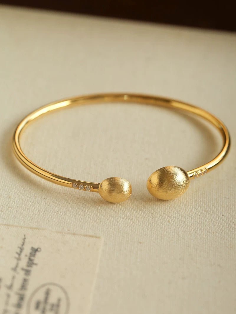 Brushed Silver Sphere Open Bangle - floysun