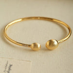 Brushed Silver Sphere Open Bangle - floysun