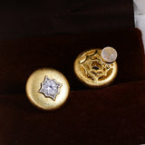 Brushed Starburst Cubic Zirconia Stud Earrings - floysun