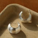Brushed Wide C - Hoop Earrings - floysun