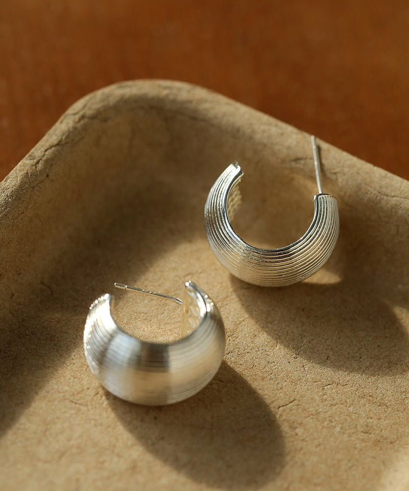Brushed Wide C - Hoop Earrings - floysun