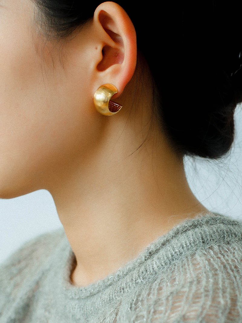 Brushed Wide C - Hoop Earrings - floysun