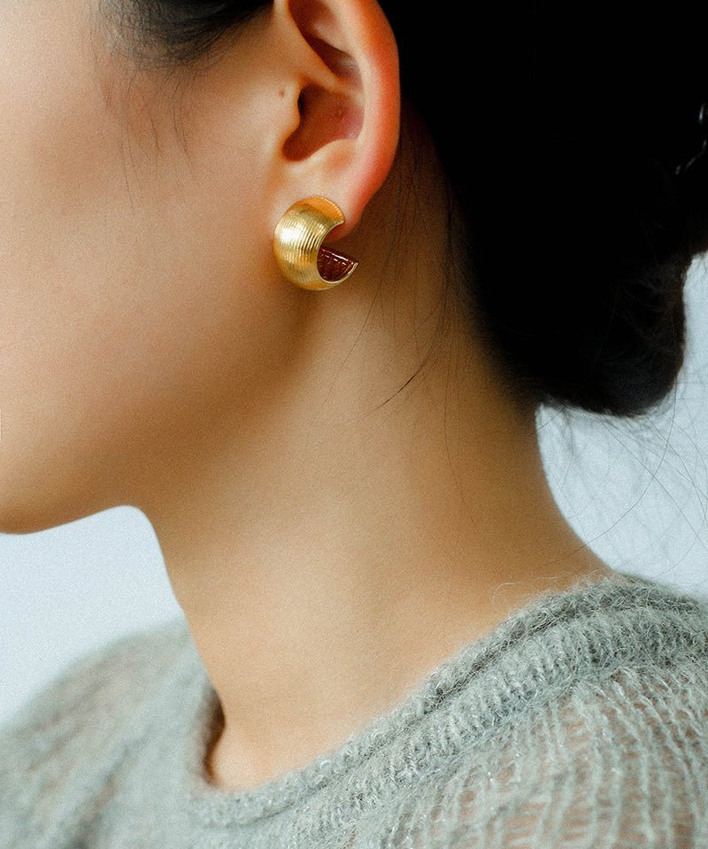 Brushed Wide C - Hoop Earrings - floysun