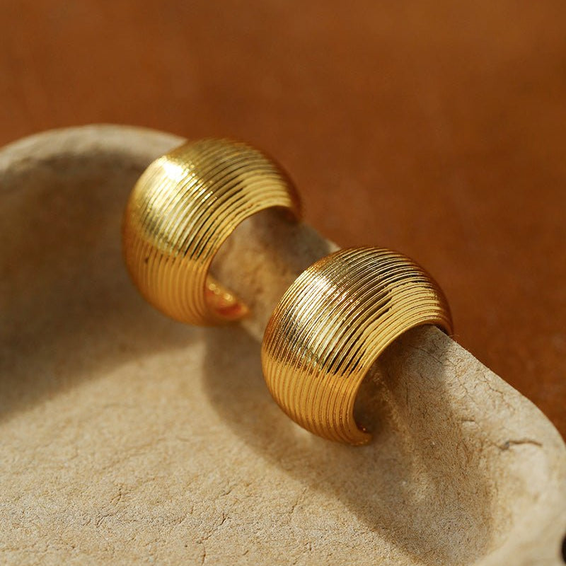 Brushed Wide C - Hoop Earrings - floysun