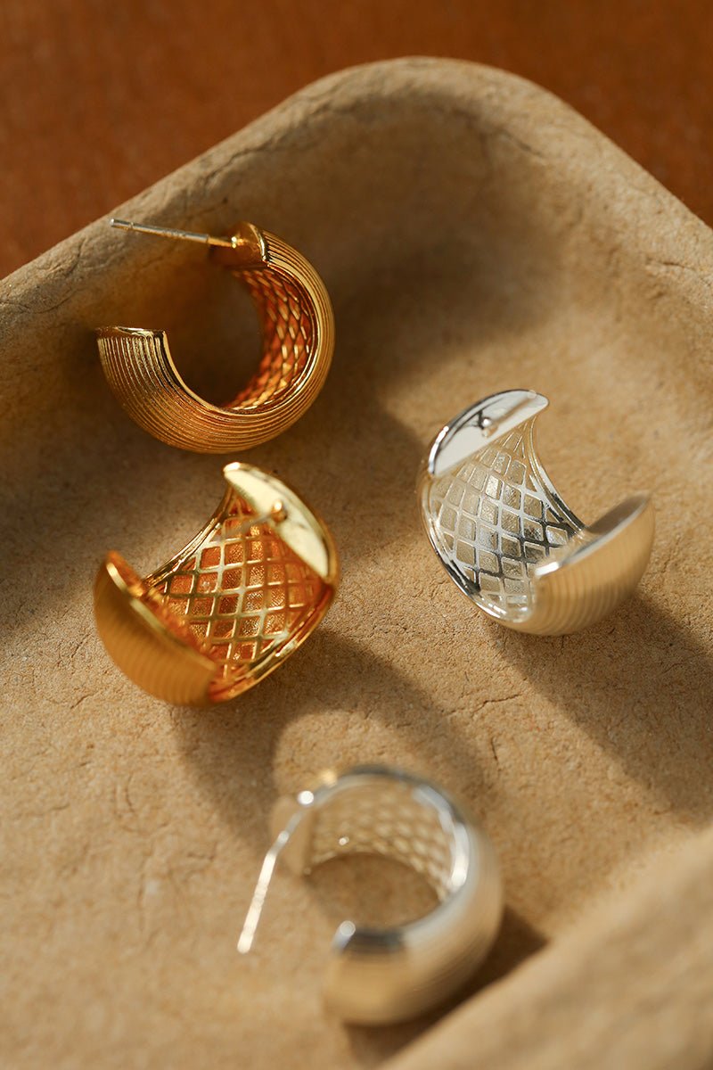 Brushed Wide C - Hoop Earrings - floysun