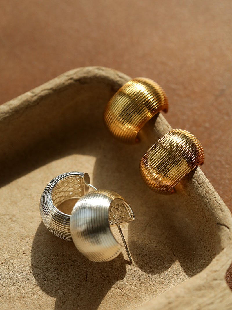 Brushed Wide C - Hoop Earrings - floysun