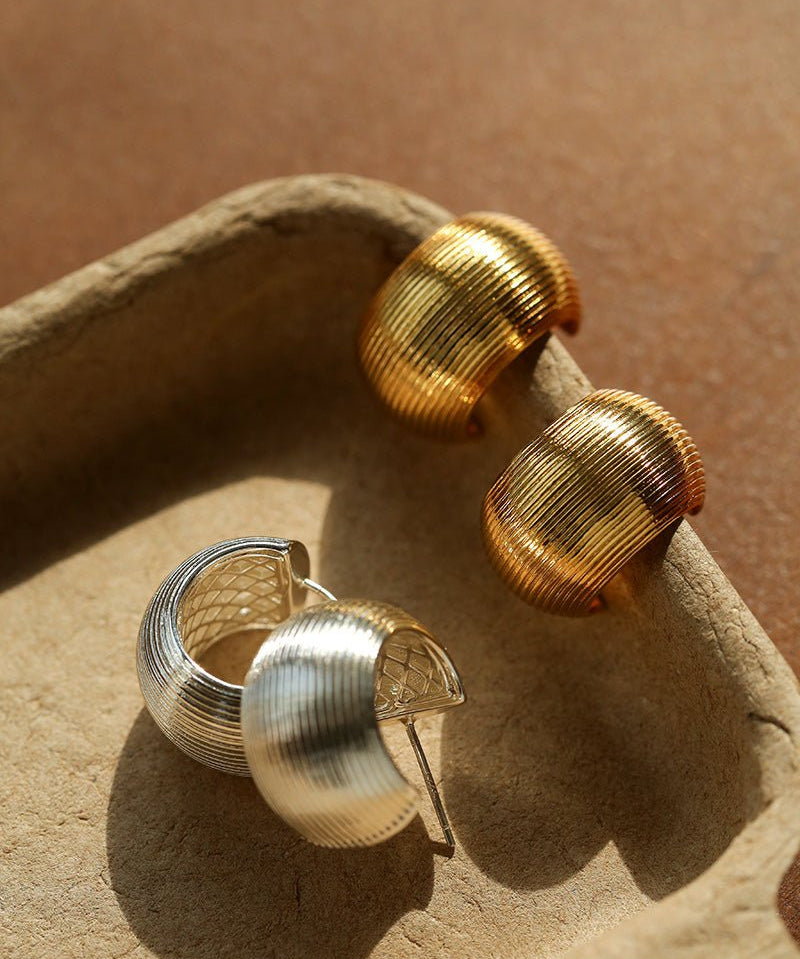 Brushed Wide C - Hoop Earrings - floysun