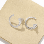 Bubble C-Shaped Gradient CZ Open Hoop Stud Earrings - floysun