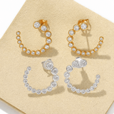 Bubble C-Shaped Gradient CZ Open Hoop Stud Earrings - floysun
