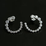 Bubble C-Shaped Gradient CZ Open Hoop Stud Earrings - floysun