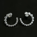 Bubble C-Shaped Gradient CZ Open Hoop Stud Earrings - floysun