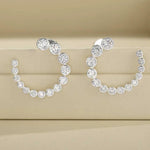 Bubble C-Shaped Gradient CZ Open Hoop Stud Earrings - floysun