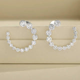 Bubble C-Shaped Gradient CZ Open Hoop Stud Earrings - floysun