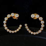 Bubble C-Shaped Gradient CZ Open Hoop Stud Earrings - floysun