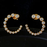 Bubble C-Shaped Gradient CZ Open Hoop Stud Earrings - floysun
