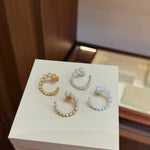 Bubble C-Shaped Gradient CZ Open Hoop Stud Earrings - floysun