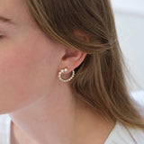 Bubble C-Shaped Gradient CZ Open Hoop Stud Earrings - floysun