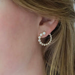 Bubble C-Shaped Gradient CZ Open Hoop Stud Earrings - floysun