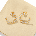 Bubble C-Shaped Gradient CZ Open Hoop Stud Earrings - floysun