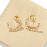 Bubble C-Shaped Gradient CZ Open Hoop Stud Earrings - floysun