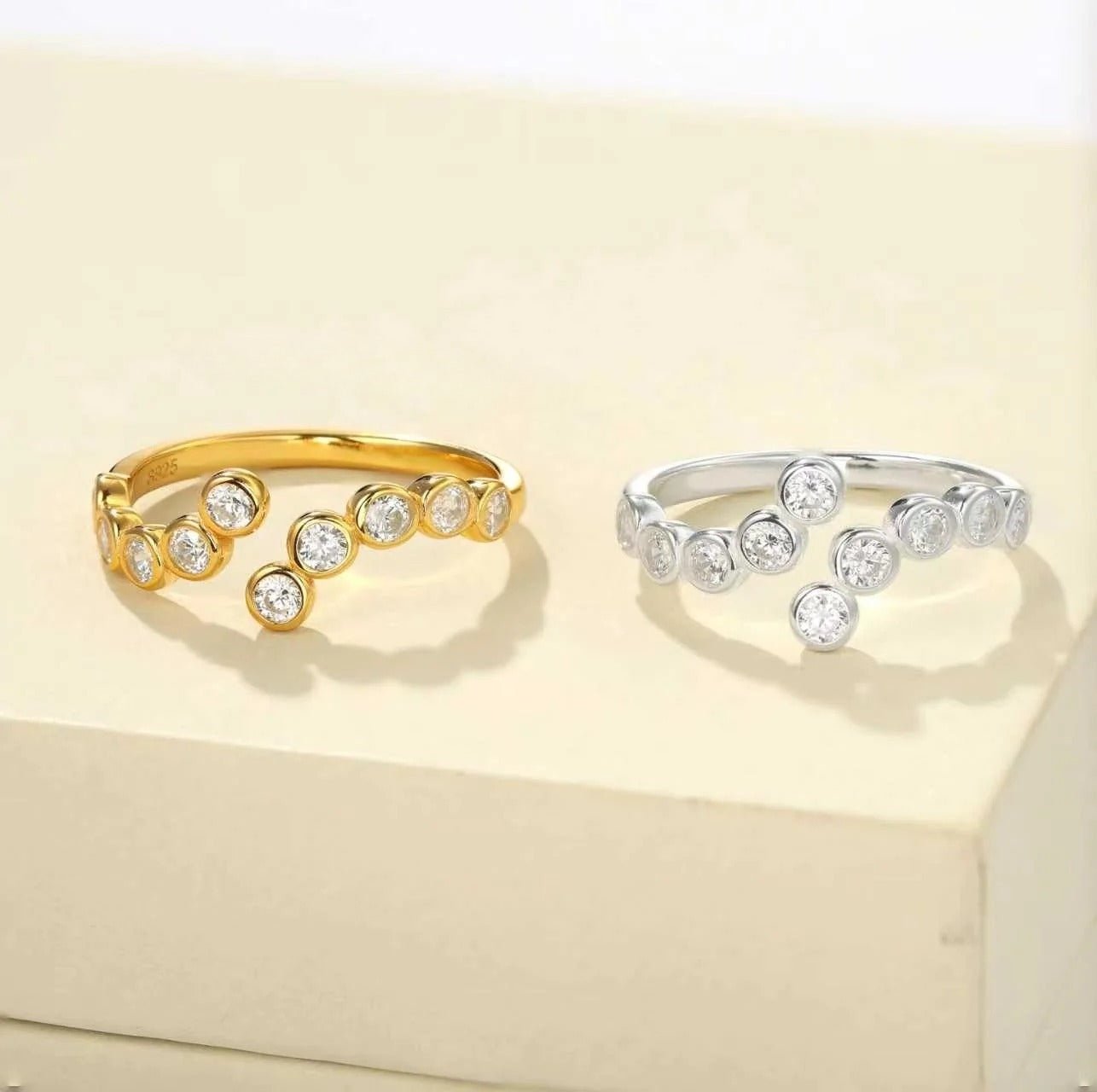 Bubble Curved Bezel Band Ring - floysun