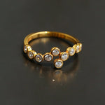 Bubble Curved Bezel Set CZ Band Ring - floysun