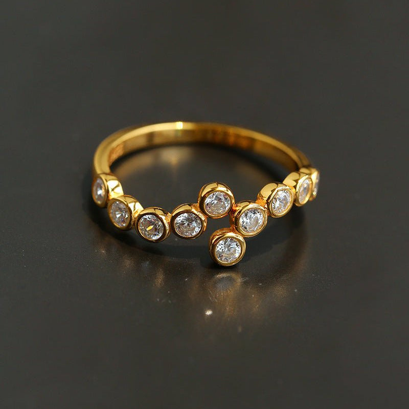Bubble Curved Bezel Set CZ Band Ring - floysun