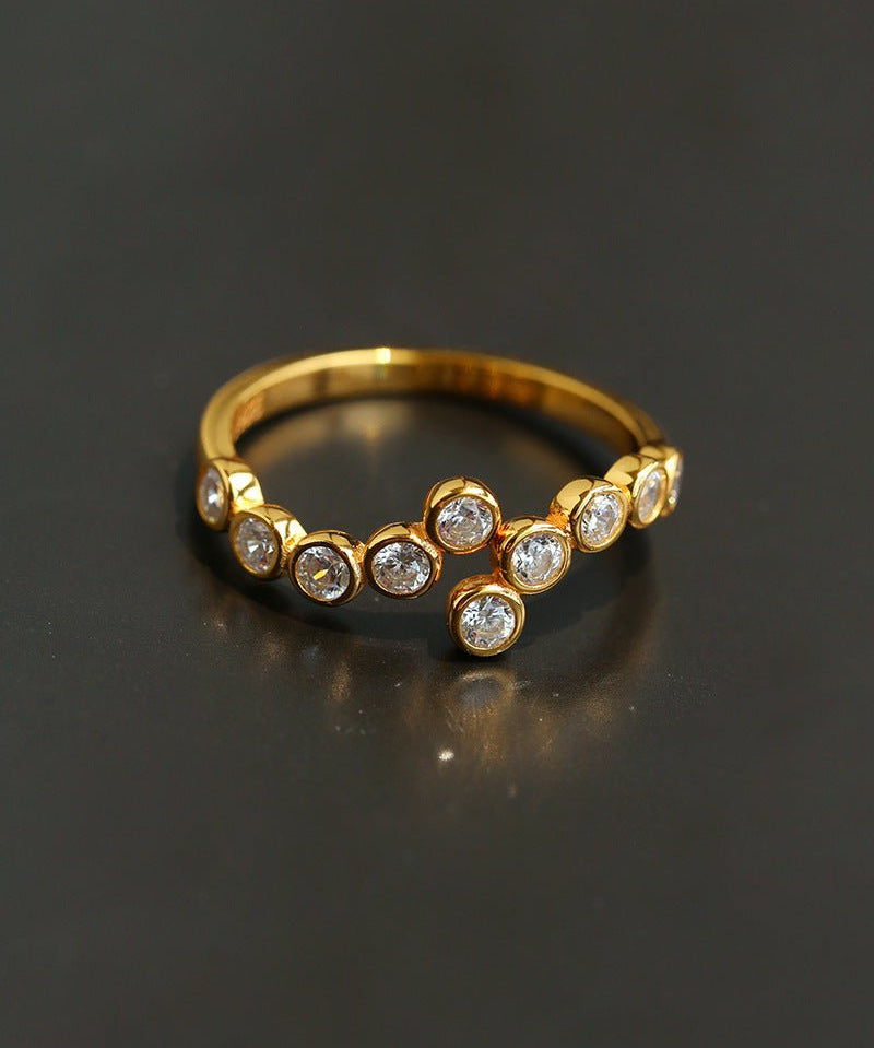 Bubble Curved Bezel Set CZ Band Ring - floysun