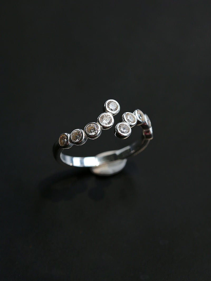 Bubble Curved Bezel Set CZ Band Ring - floysun