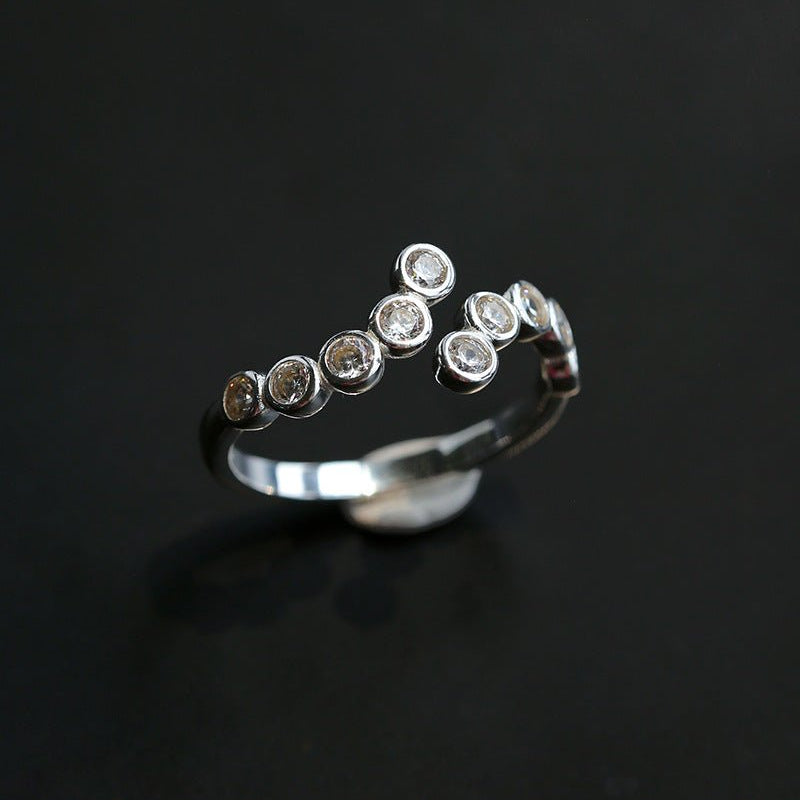 Bubble Curved Bezel Set CZ Band Ring - floysun