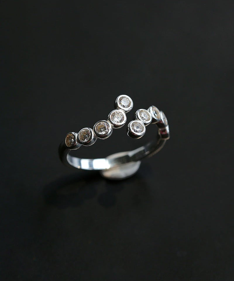Bubble Curved Bezel Set CZ Band Ring - floysun