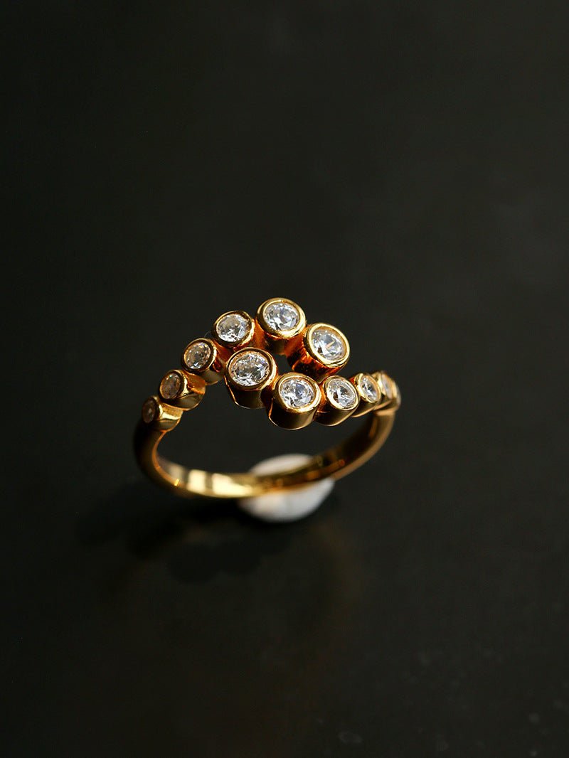 Bubble Gradient Twin Cluster CZ Ring - floysun