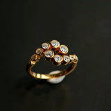 Bubble Gradient Twin Cluster CZ Ring - floysun