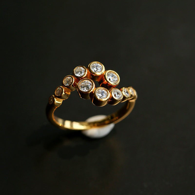 Bubble Gradient Twin Cluster CZ Ring - floysun