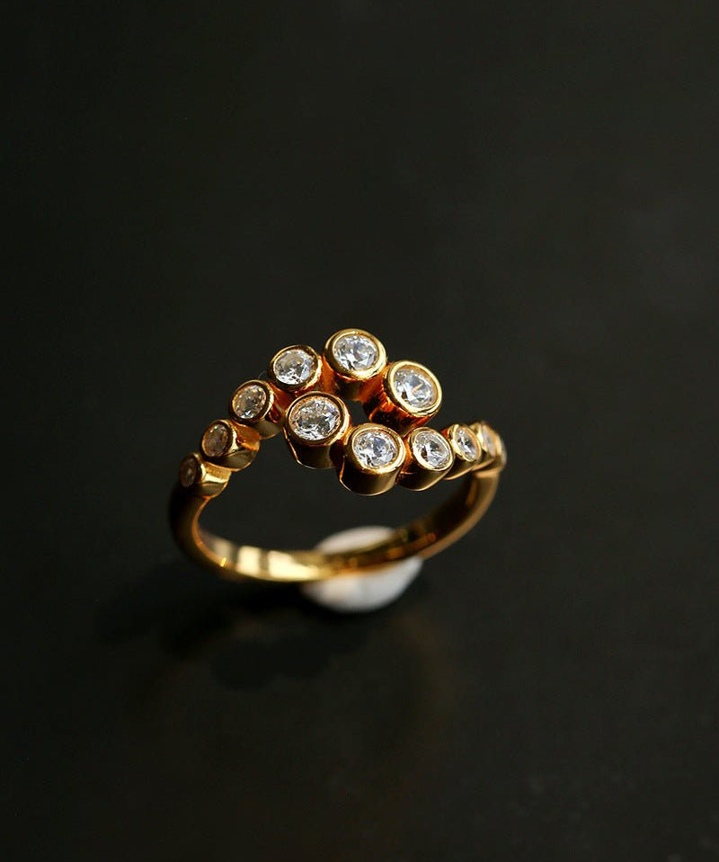 Bubble Gradient Twin Cluster CZ Ring - floysun