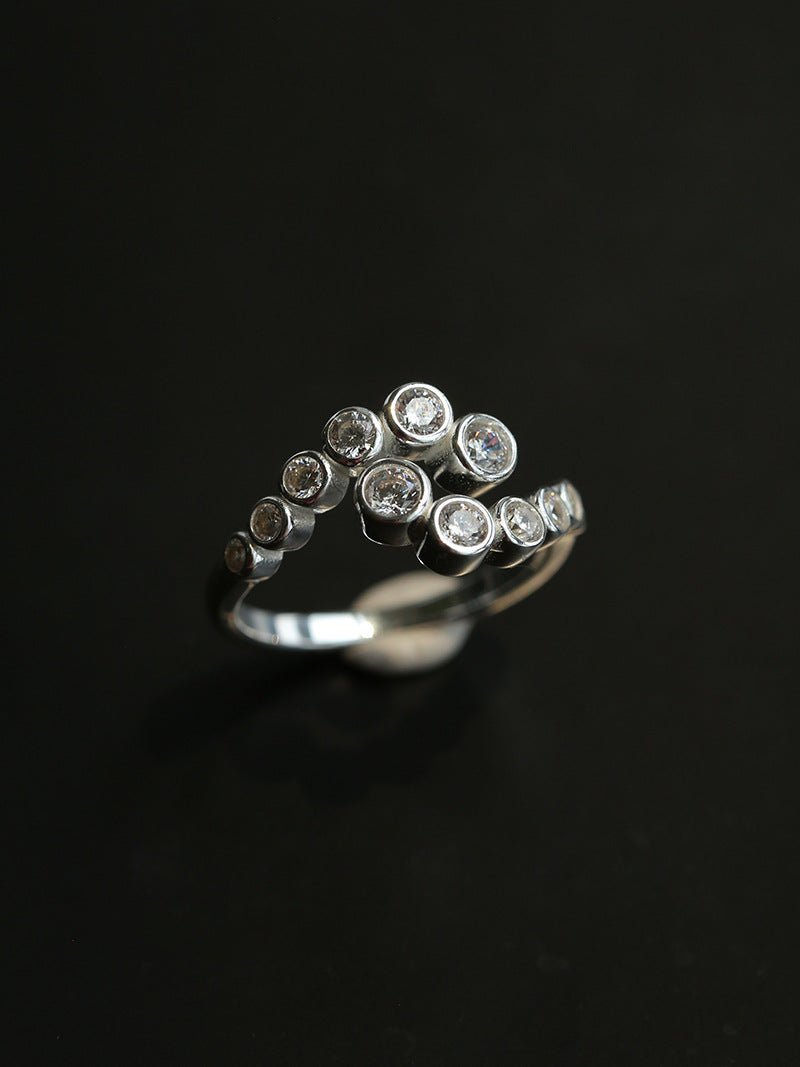 Bubble Gradient Twin Cluster CZ Ring - floysun