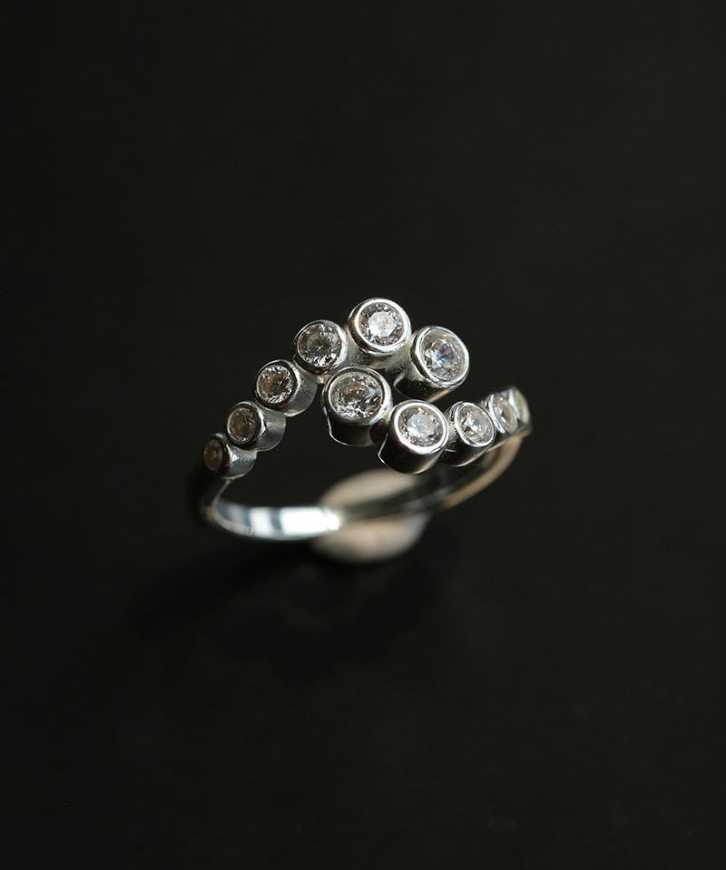 Bubble Gradient Twin Cluster CZ Ring - floysun
