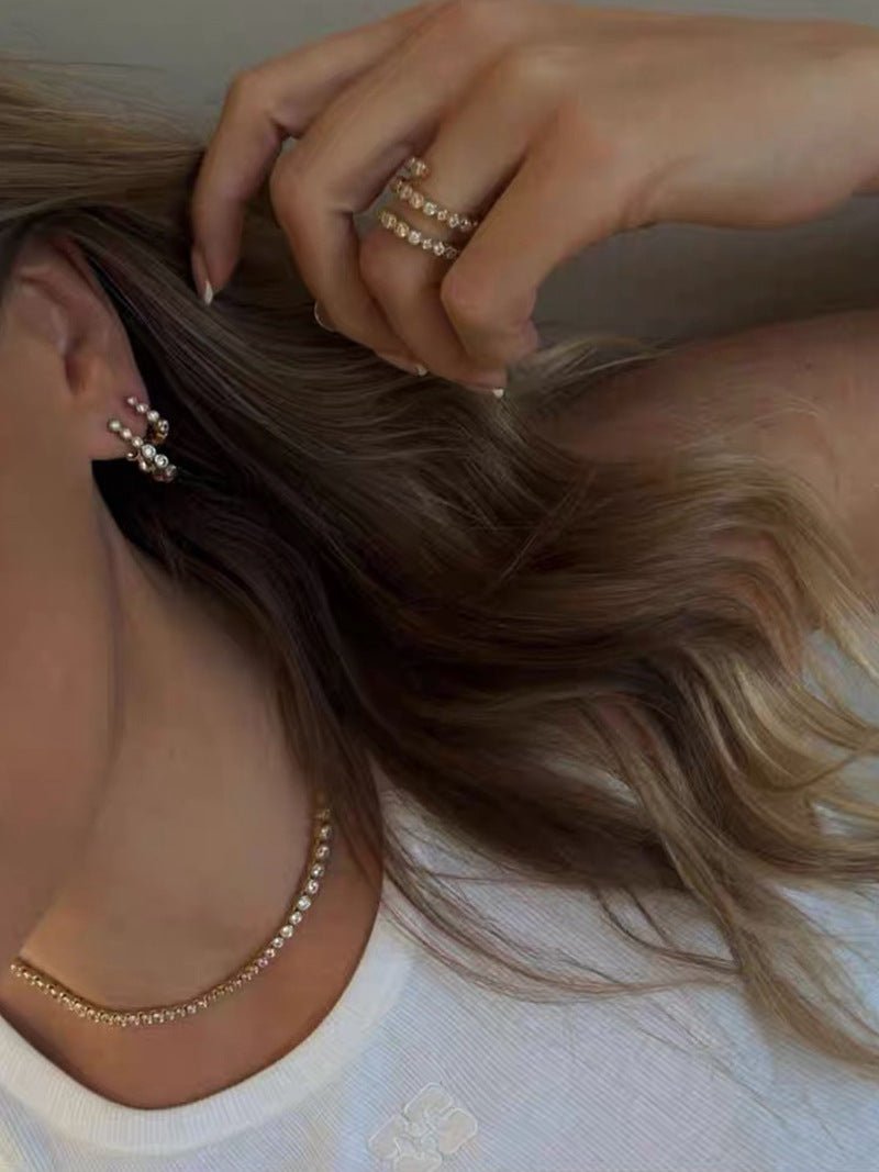 Bubble J-Shape Gradient CZ Stud Earrings - floysun