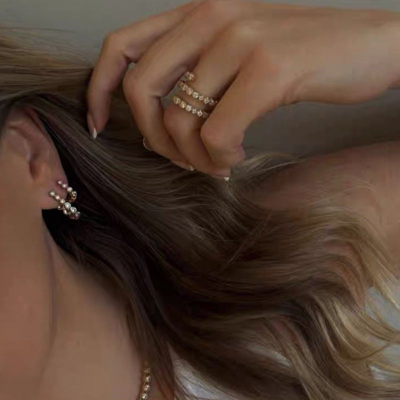 Bubble J-Shape Gradient CZ Stud Earrings - floysun