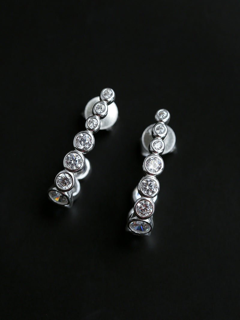 Bubble J-Shape Gradient CZ Stud Earrings - floysun