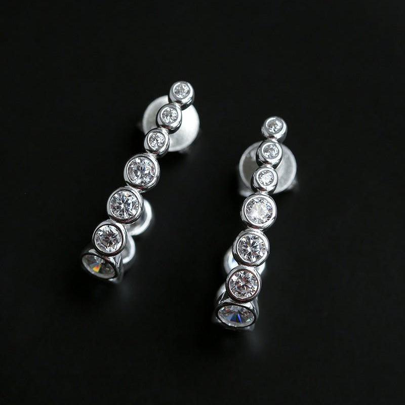 Bubble J-Shape Gradient CZ Stud Earrings - floysun