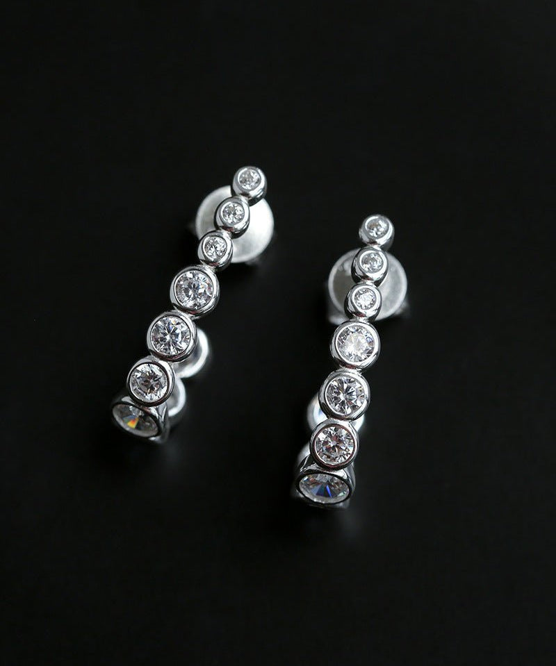 Bubble J-Shape Gradient CZ Stud Earrings - floysun