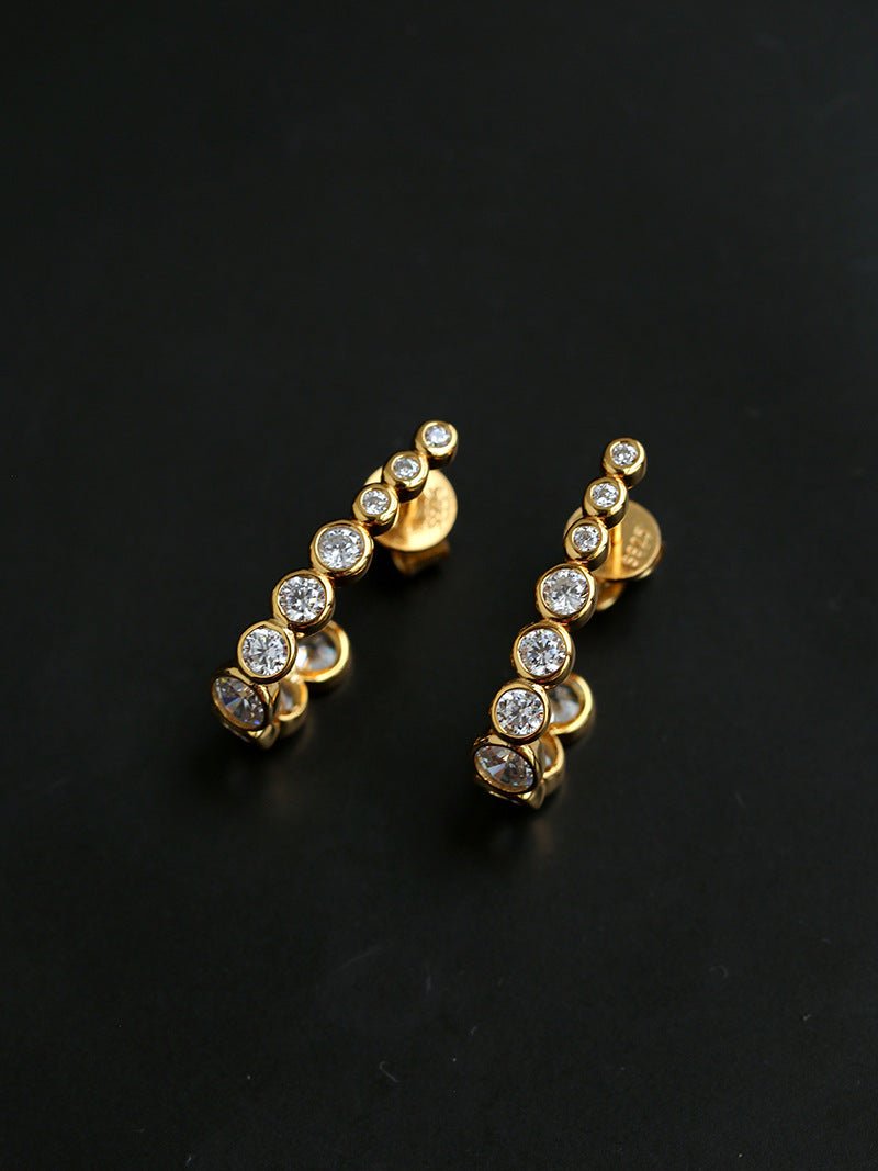 Bubble J-Shape Gradient CZ Stud Earrings - floysun
